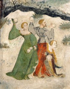 Courtisans engagés dans une bataille de boules de neige, mois de janvier - Maestro Venceslao